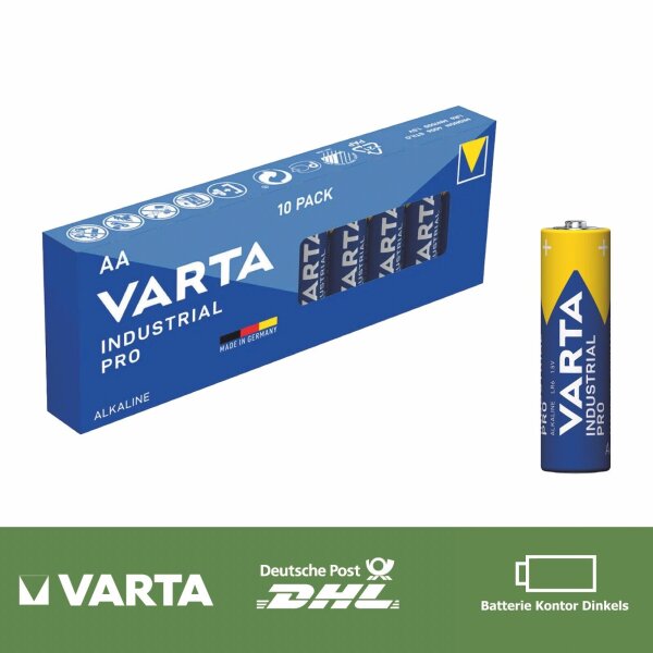 VARTA® INDUSTRIAL PRO Mignon AA 1,5V LR6 Alkaline Batterie made in Germany