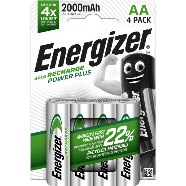 ENERGIZER® NiMH Akku Power Plus Mignon AA 2000 mAh vorgeladen 4er Blister