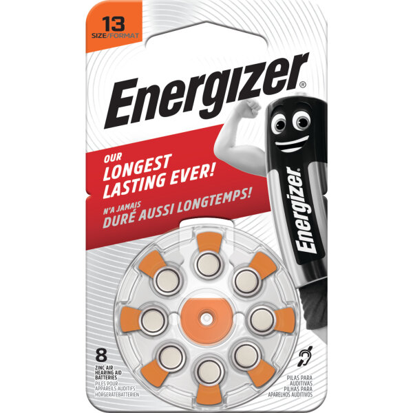 ENERGIZER® Hörgerätebatterie Zinc-Air Turn & Lock (13) orange 8 Stück