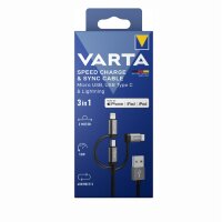 VARTA 3in1 Speed Charge & Sync Cable USB-C/Lightning...