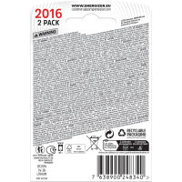 ENERGIZER® CR2016 Lithium Batteries 3V 2er Blister