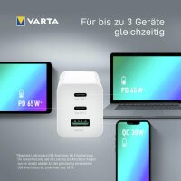 VARTA High Speed Charger Ladeadapter 65W 3 USB Anschlüsse
